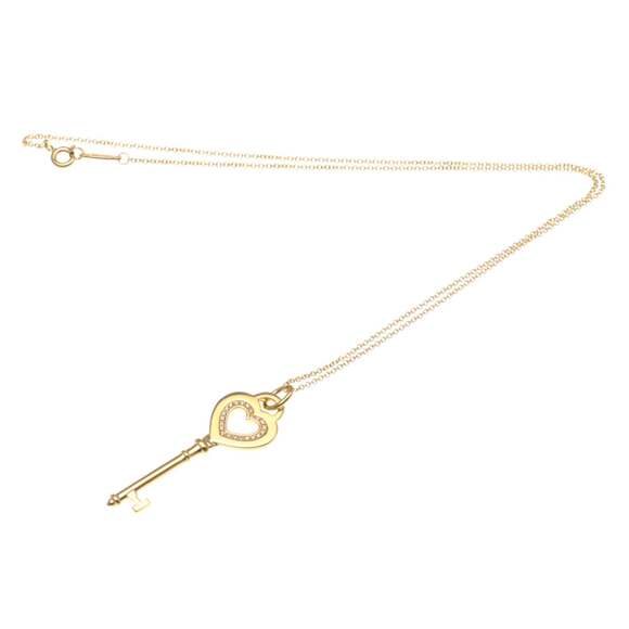 TIFFANY 18k Gold Diamond Heart Necklace